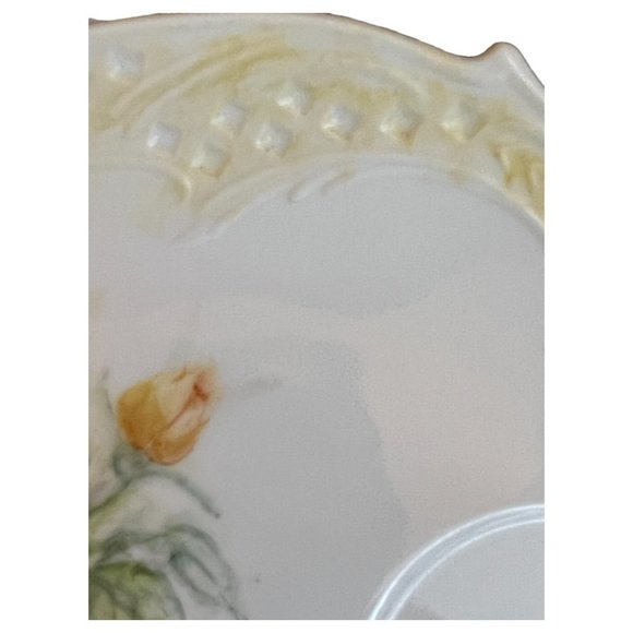 RARE! Vtg Set Charming Floral Snack Plates 4 Colors. Heart-achingly Sweet! 9.5" - Picture 15 of 16